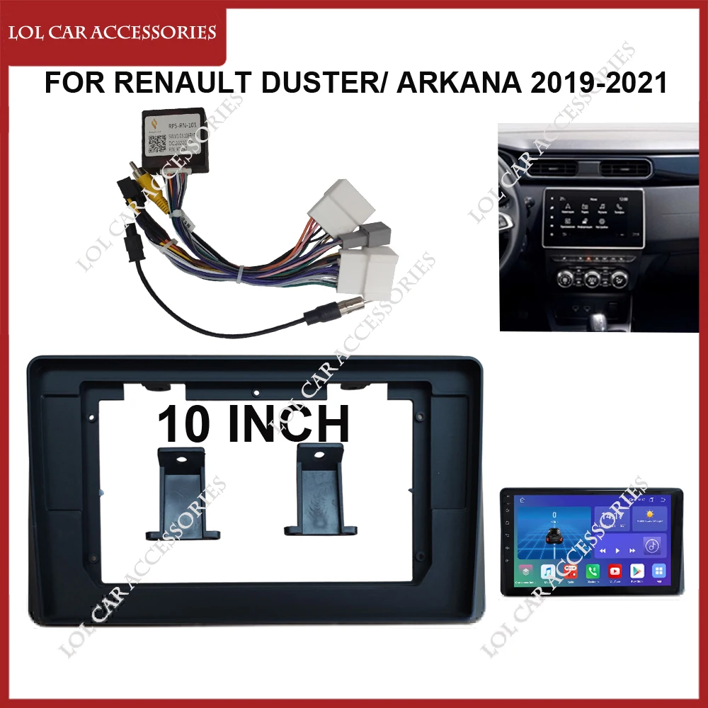 10 Inch For RENAULT Duster/ Arkana 2019-2021 Car Radio Stereo GPS MP5 Android Player 2 Din Head Unit Fascia Panel Dash Frame