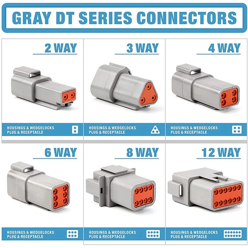 564PCS Deutsch DT Gray Connector Kit With 16 Solid Contacts In 2,3,4,6,8 And 12 Pin Configurations,Automotive Connectors