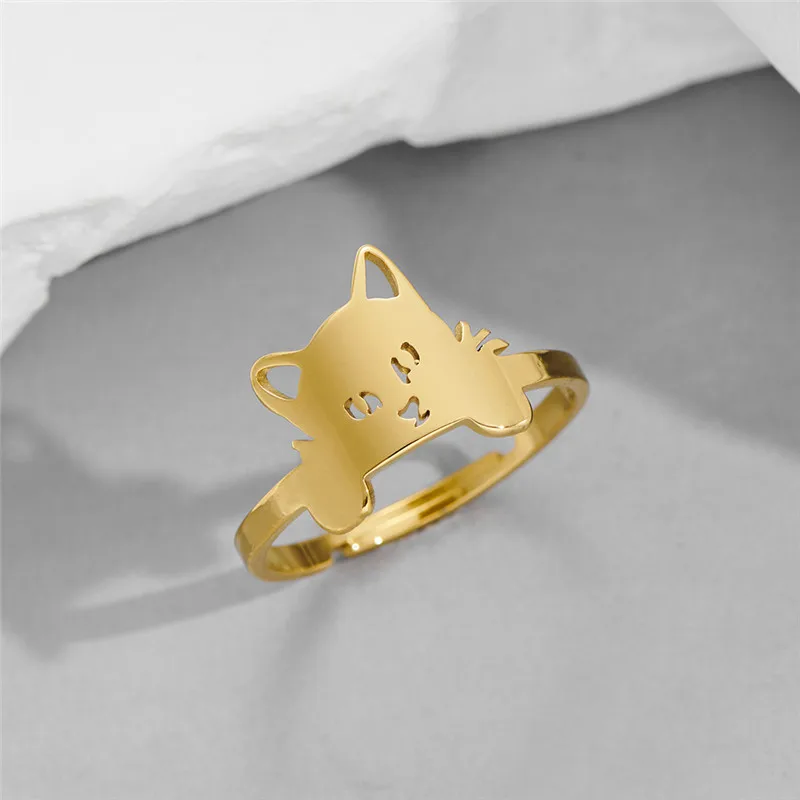 Fashion Cute Cat Ring Women Opening Adjustable Jewelry Rings Lovely Kitten Finger Ring Couple Party Birthday Gift Wholesale