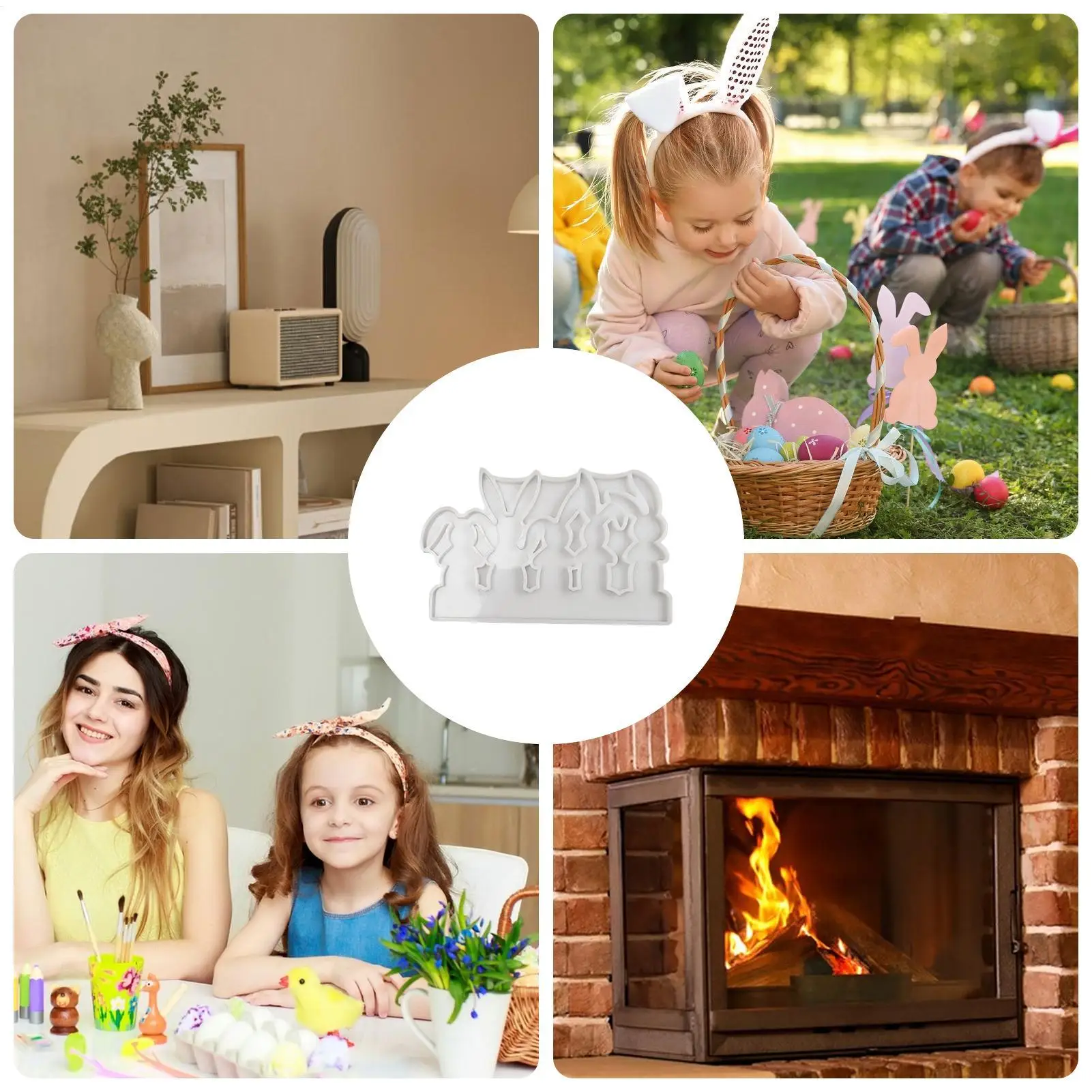 قوالب الأرنب عيد الفصح سيليكون صياغة لوازم أرنب شمعة حامل إدراج قالب لحامل الشموع إدراج الجص زخرفة الراتنج #4