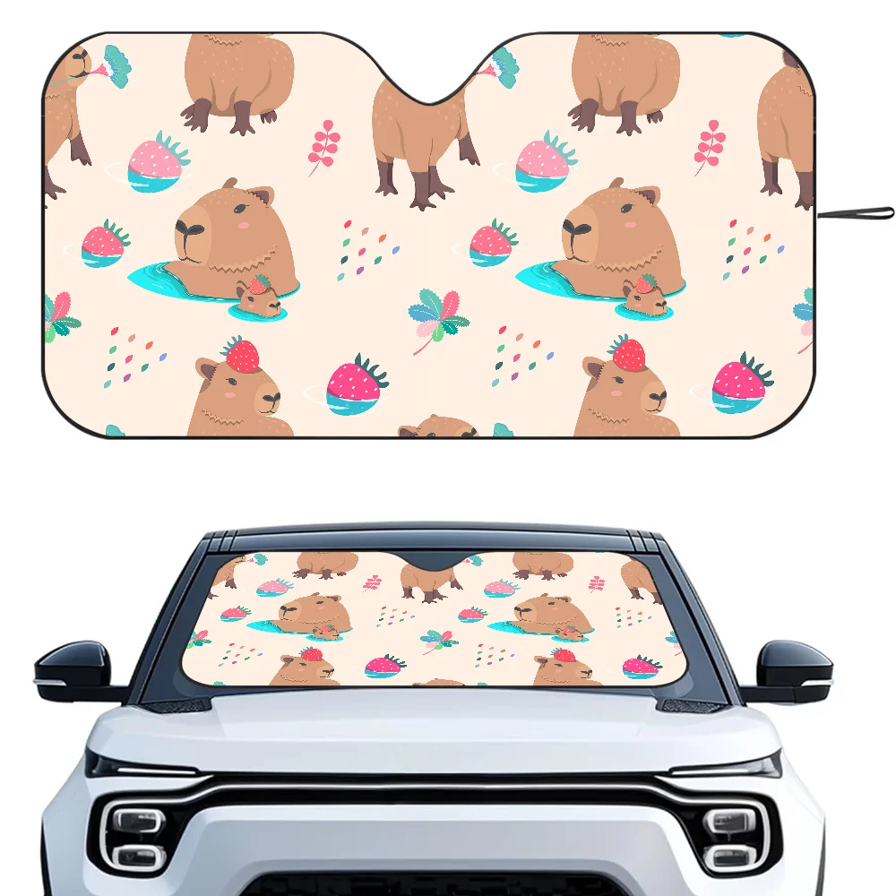 

Capybara Pattern Car Sunshade Curtains Heat-insulating Aluminum FilmReusable Suction Cup Blocks UV Rays Car Sun Visor Protector