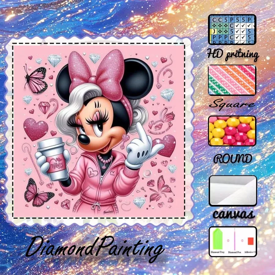 1 piece - Potdemiel-5D-DIY - Flocking cloth - Special drill - Diamond painting set - Butterfly, love - Diamond art