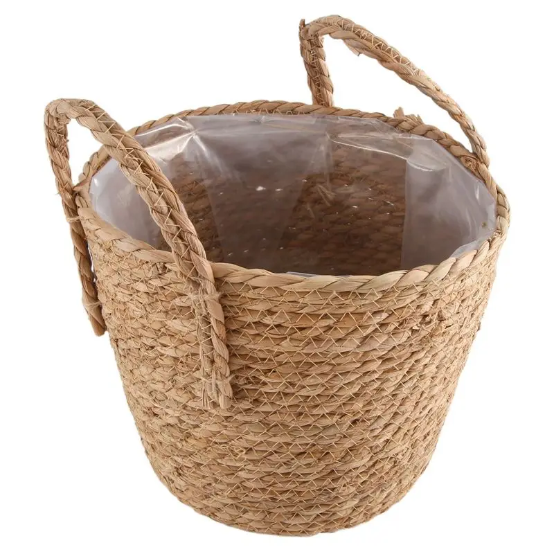 

B45C Straw Storage Basket Rattan Floor Flower Pot Crafts Decoration Modern Home Living Room Bedroom Shop Flower Basket