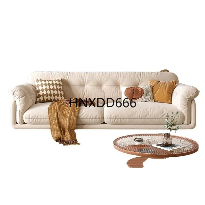 

solid wood fabric sofa modern light luxury cream wind cat scratching cloth retro sofa