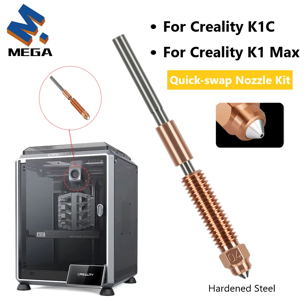 

For Creality Quick-Swap Nozzle for K1 Max K1C Hardened Steel Nozzle Upgraded High-Speed Printing 0.2/0.4/0.6/0.8/1.0mm