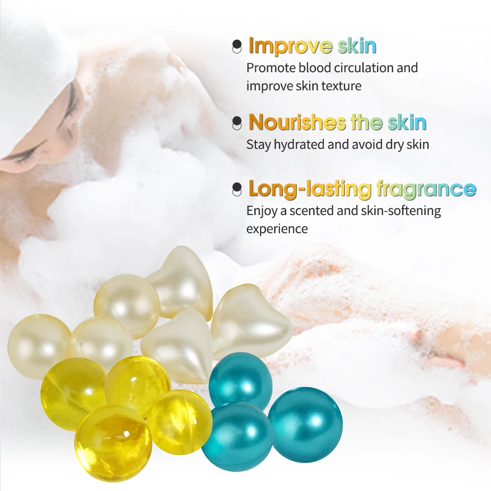 12pcs/lot Bath Oil Pearl Dry Skin Moisturizing Soften SPA Relax Nourish Body Shower Essential Oil Beads Floral Scent Bath Pearl