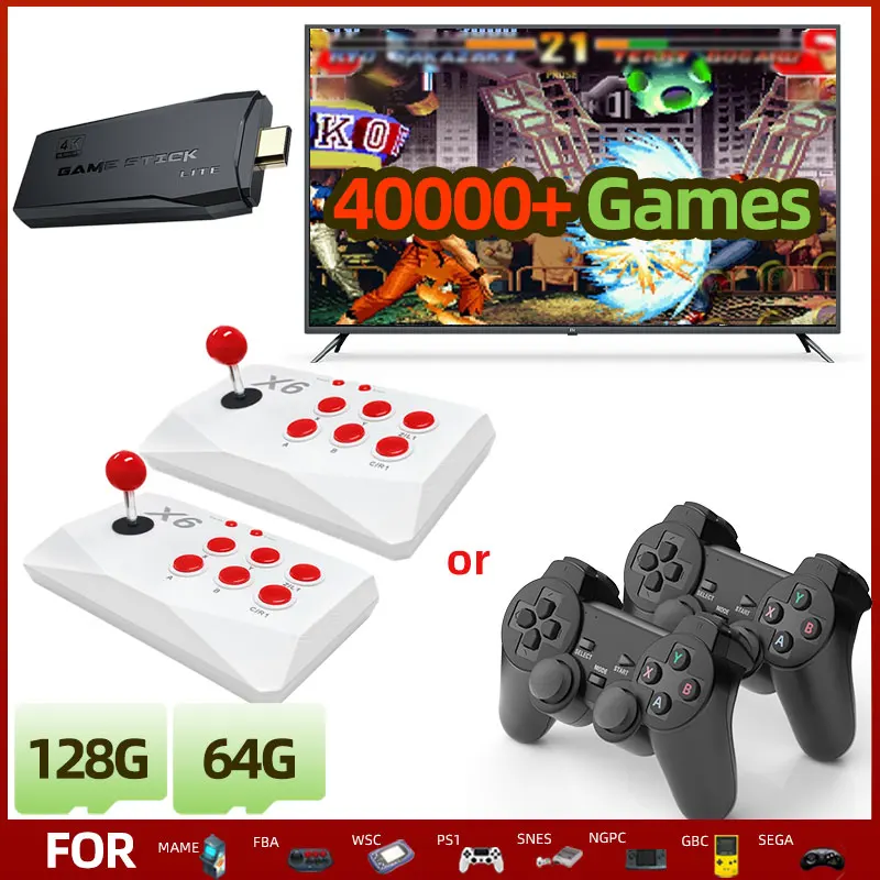 ممر لعبة فيديو وحدة التحكم 4K HD ألعاب الرجعية عصا ل Mame FBA PS1 ممر المحاكي مع عصا التحكم المزدوجة