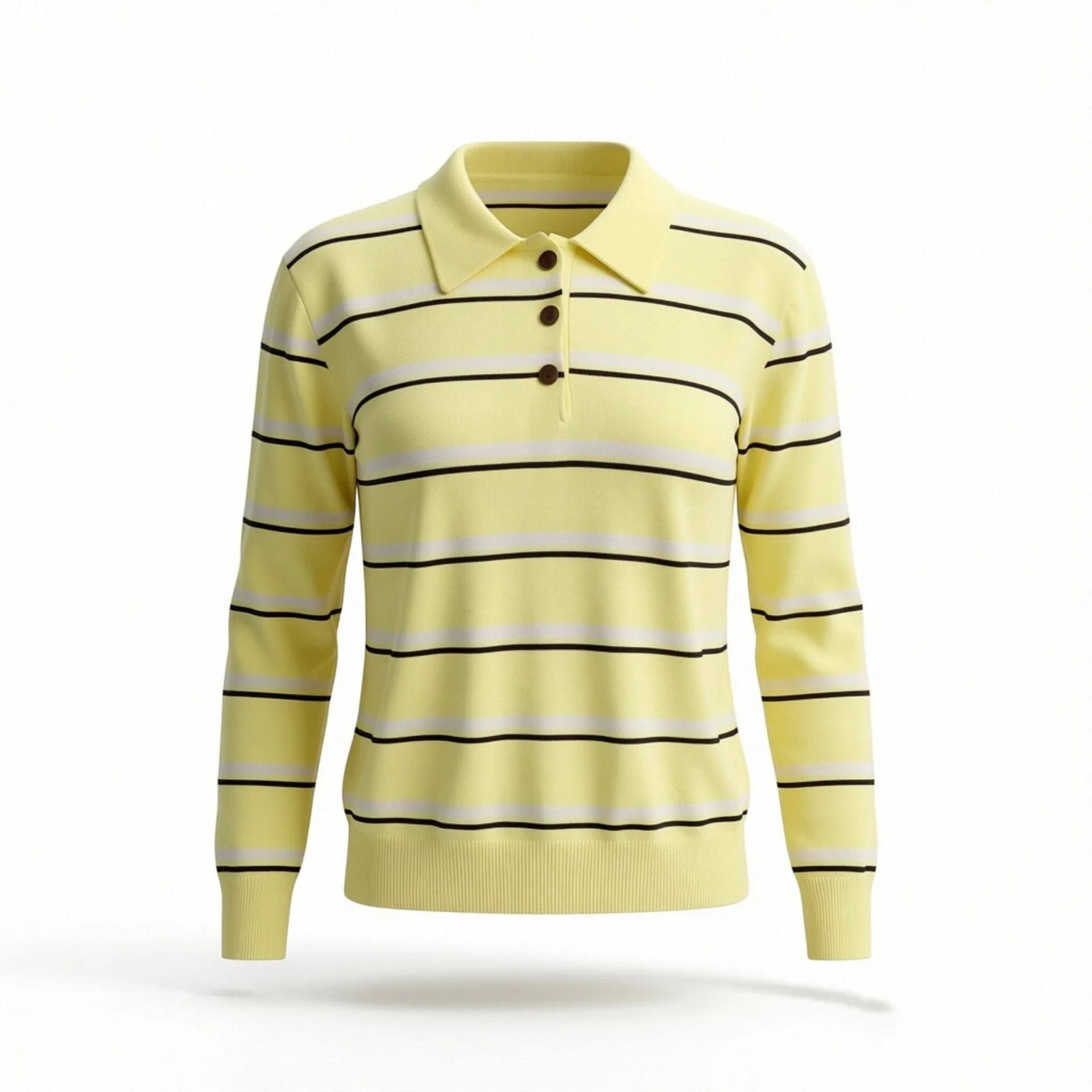 Withered Minimalist Polo Collar Vintage Striped Shirt With Sweater Embellishment Women's Sweater Knitwear