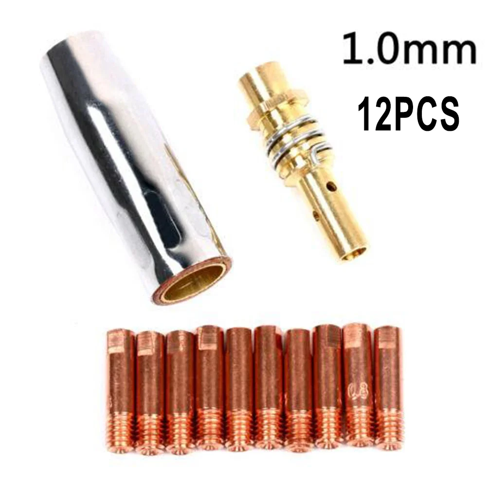 

12Pcs 15AK Welding Torch Consumables 0.8mm 1.0mm MIG Torch Gas Nozzle Tip Holder For MB15 MIG MAG Welding Torch