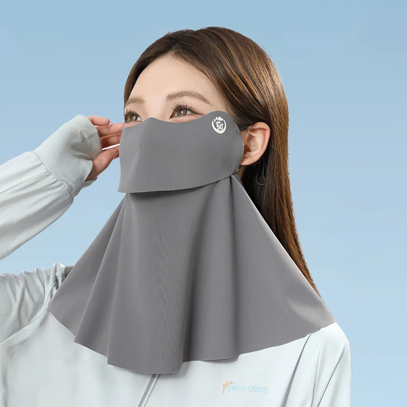 Cubierta de protección UV para mujeres y hombres, conducción al aire libre, protección UV, seda de hielo, protección solar, máscara de protección solar transpirable Anti-UV