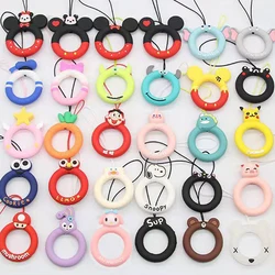 Universal Finger Ring PVC Cute Cartoon Anti-lost Lanyard With Elastic Mobile Phone Strap For Ceel-Phone Case Accessories DIY