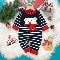 Newborn Baby Romper Knit Christmas Infant Girl Boy Jumpsuit Long Sleeve Autumn Kid Xmas Clothing 0-18M Overalls Fashion Cute Elk