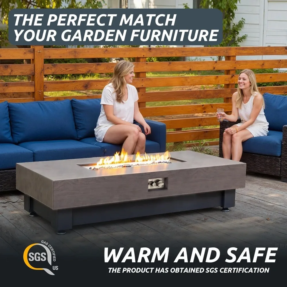طاولة حفرة نار البروبان الخارجية 60000 وحدة حرارية بريطانية مع غطاء للمطر سخان فناء حديث لسطح الفناء الخلفي