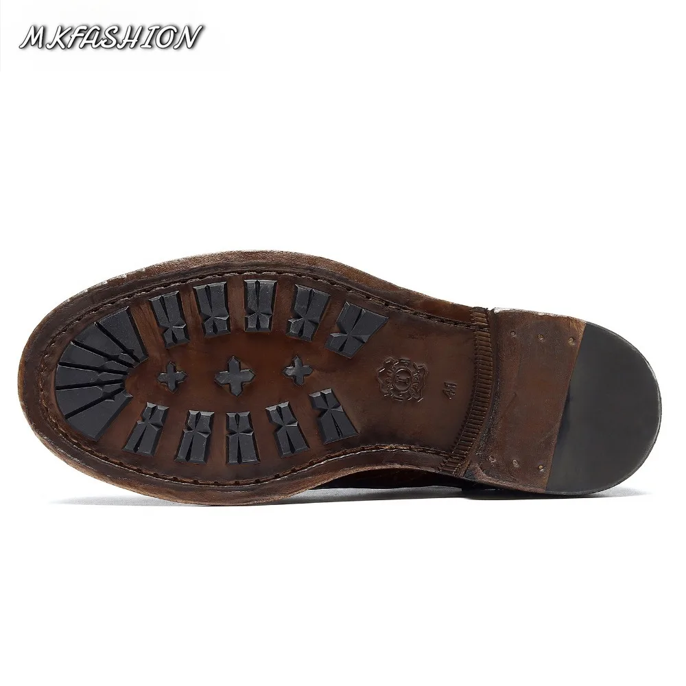 Men's British Style genuine leather Ankle Boot Round Toe Lace Up Short Boots Booties Male Footwear