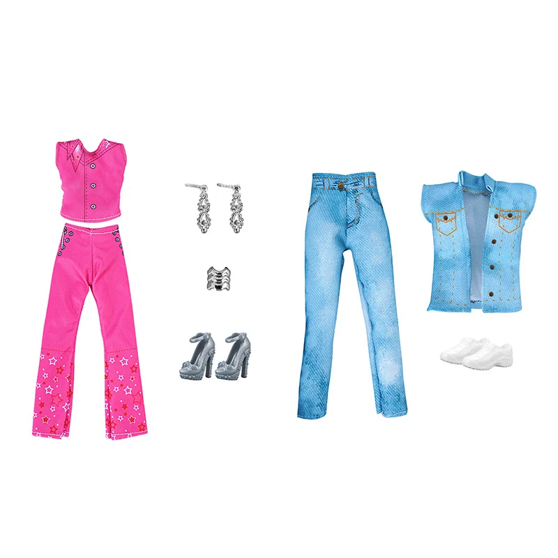 30cm 11 pollici vestiti per bambole vestito a scacchi con paillettes Top pantaloni a righe accessori per abbigliamento giocattoli per ragazze regalo