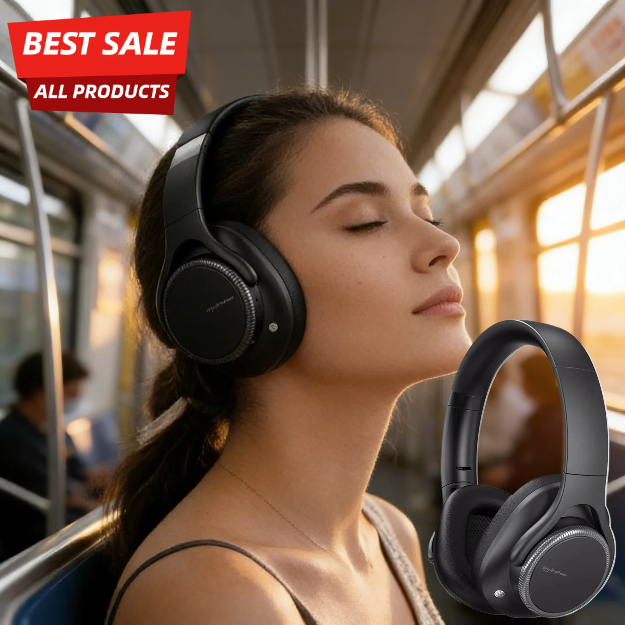 2026 HiFi Sound ANC Active Noise Cancelling Headphones Bluetooth 6.0 Over Ear Foldable Headset with Rotary Volume Knob Mic