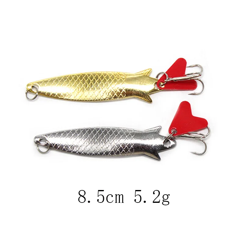 1Pcs 5,2g 8,5 cm/10cm Gold Silber Metall VIB Lockt vivid Vibrationen Lffel  Kder Angeln Kder fisch Artifici Harten Kder Herz feder - AliExpress