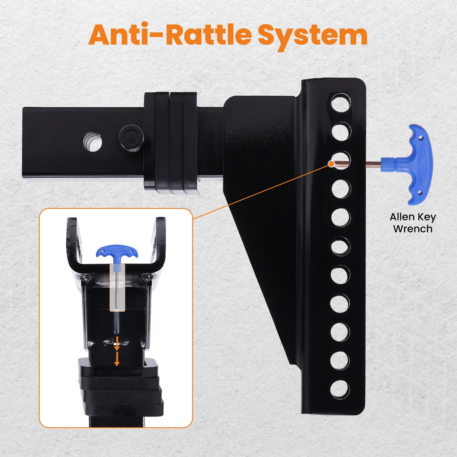 Adjustable Trailer Hitch 2.5"Receiver 8" Drop/Rise Drop Hitch 12000 LBS GTW Ball Mount 2-5/16"Dual Towing Ball Double Locks