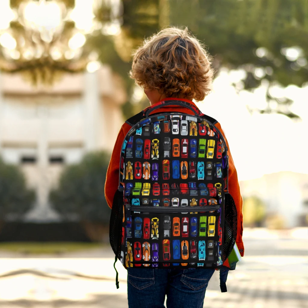 Coches, coches y coches - Mochila universitaria impermeable de alta capacidad para chicas, nueva moda femenina vertical, 17 pulgadas