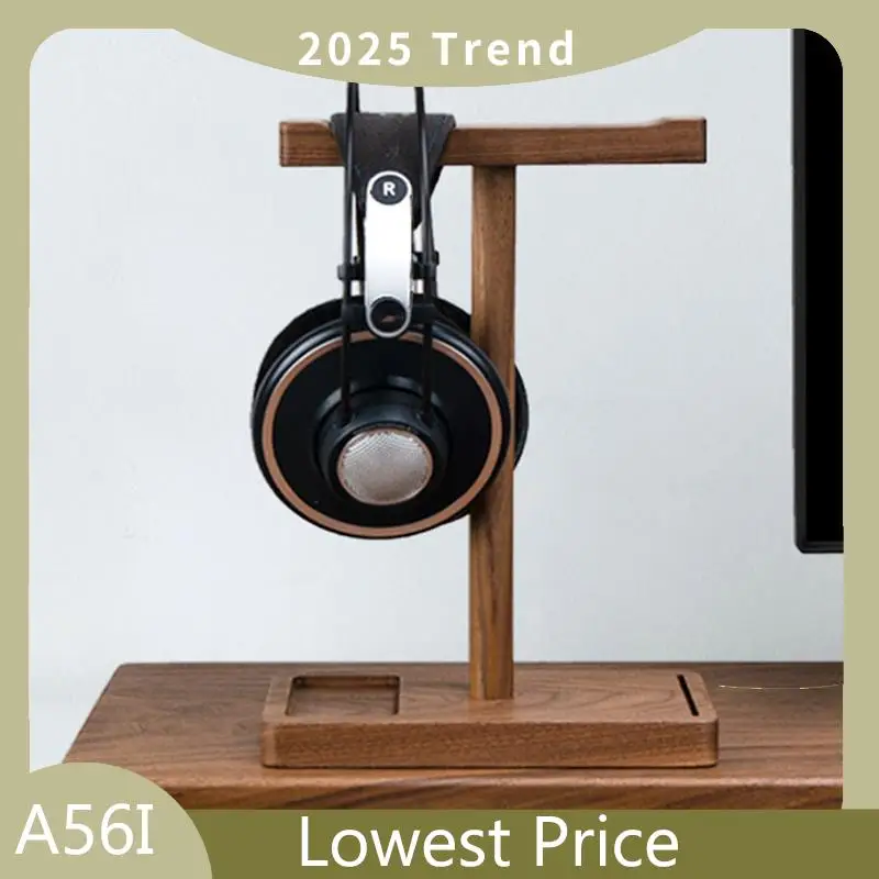

ABDD T-Shape Wooden Headset Stand - Desk Headphone Holder, Display Shelf, Storage Organizer For Home And Office