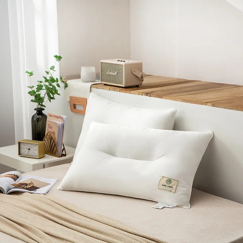 

Class A 100% Cotton Antibacterial Soybean Pillow Feather Velvet Pillow Hotel Single Low Pillow Core Universal in All Seasons