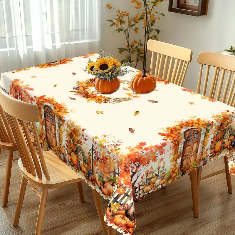 Gnizama حصاد الخريف عيد الشكر اليقطين مابل ليف عباد الشمس مفرش المائدة المستديرة/المستطيلة، ديكور المطاعم والنزهة،