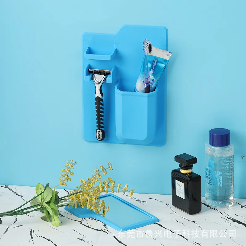 New Arrivals Silicone Bathroom Organizer Toothbrush Holder Silicone Toothpaste holder for bathroom Mirror shower