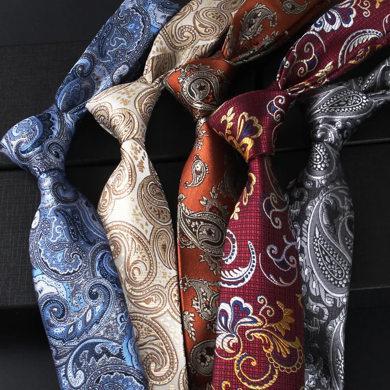 

New Design Wedding Men Tie Grey Brown Green Paisley Flower Neckties Men Business Dropshipping Groom Collar Accessories Gift