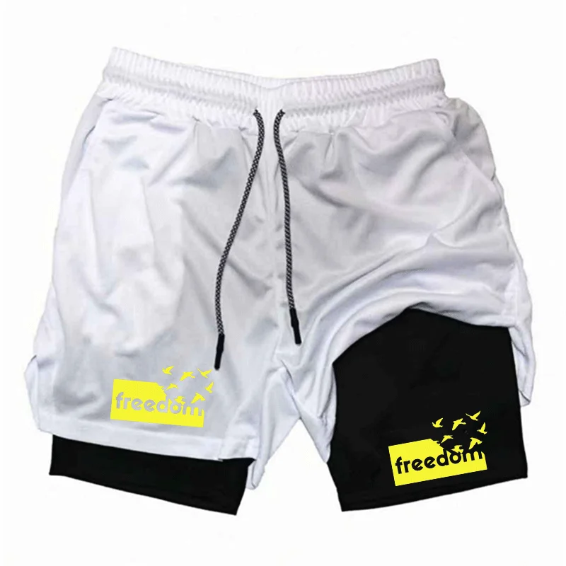 

Men 2-in-1 Running Compression Shorts Training Sport Gym Quick Dry Shorts with Pockets