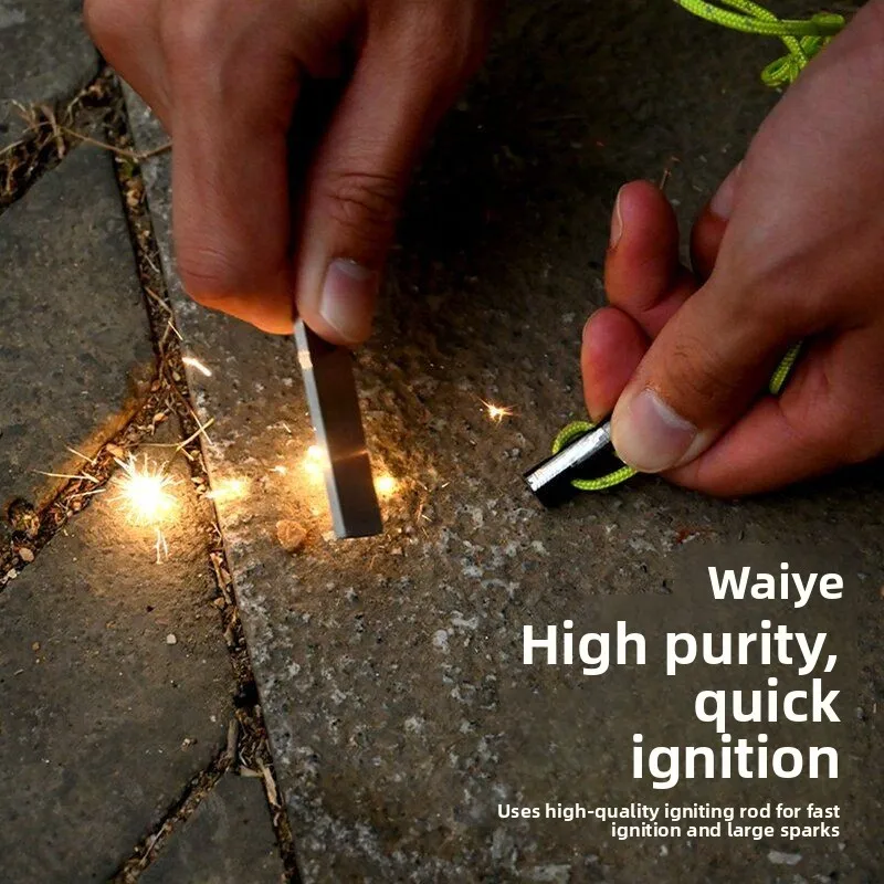 Outdoor Survival Double Hole Fire Stick  Punching Camping Special Weaving Bracelet Accessories Practical Fishing Gear