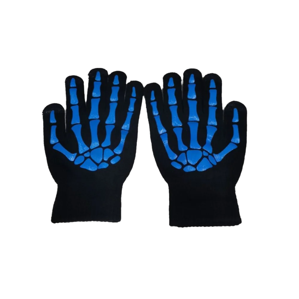

Перчатки для Хэллоуина с полным пальцем, утолщенные ветрозащитные светящиеся перчатки со скелетонизированными когтями, светящиеся перчатки для косплея