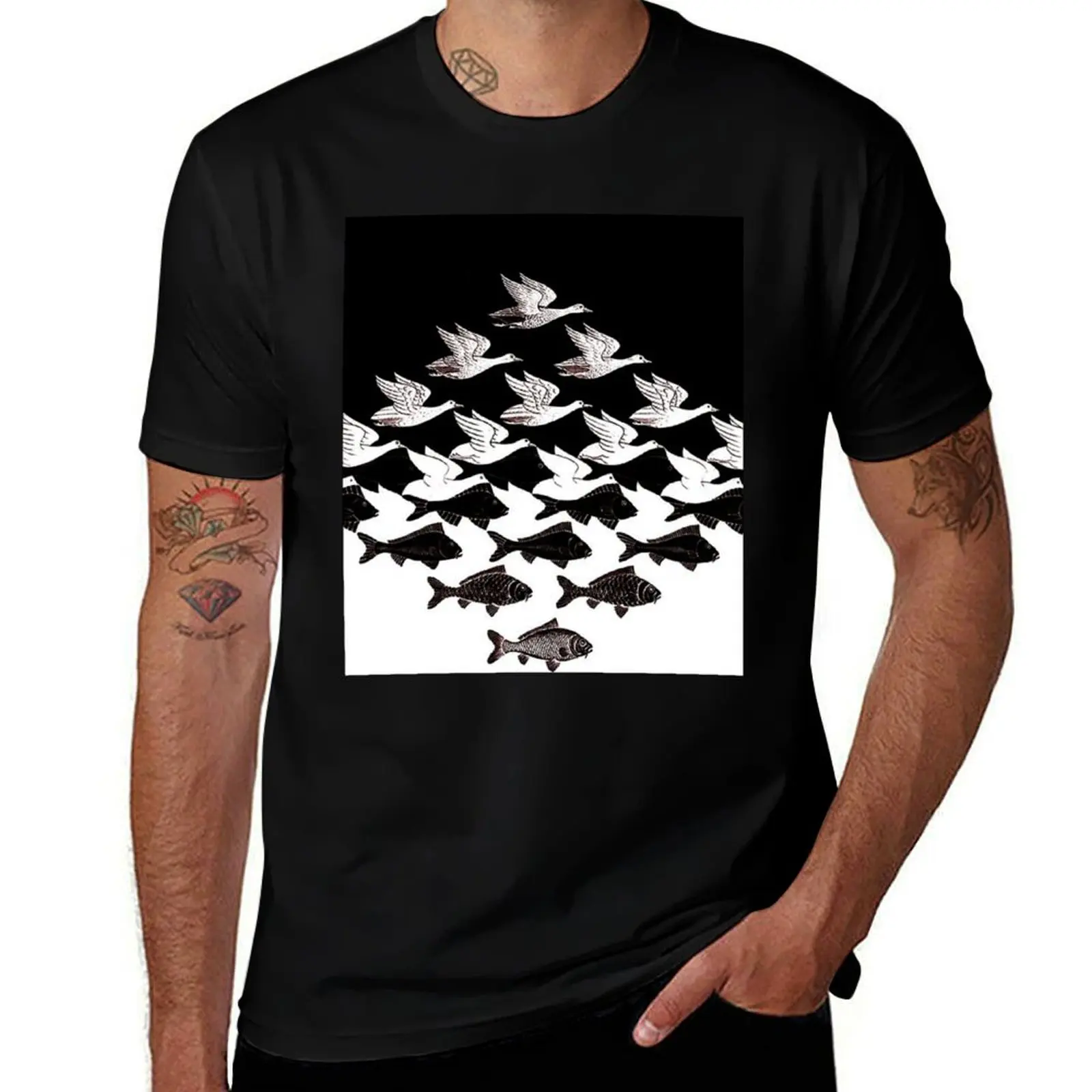 Sky and Water by MC Escher T-Shirt Quick Dry Fishing T-Shirt