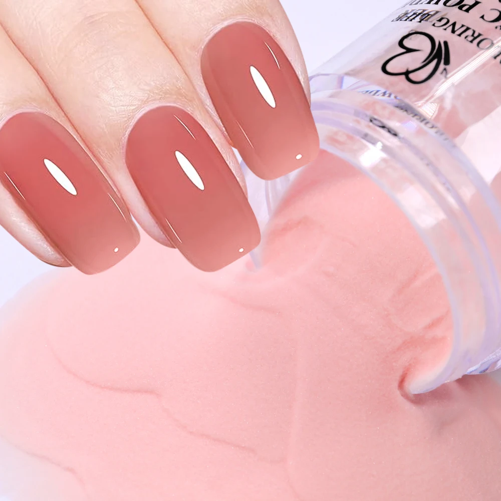 6pcs Nude Pink Gradient Acrylic Nail Powder Professional Crystal Polymer Builder Nail System 3D Carving Nails Polymer Extension