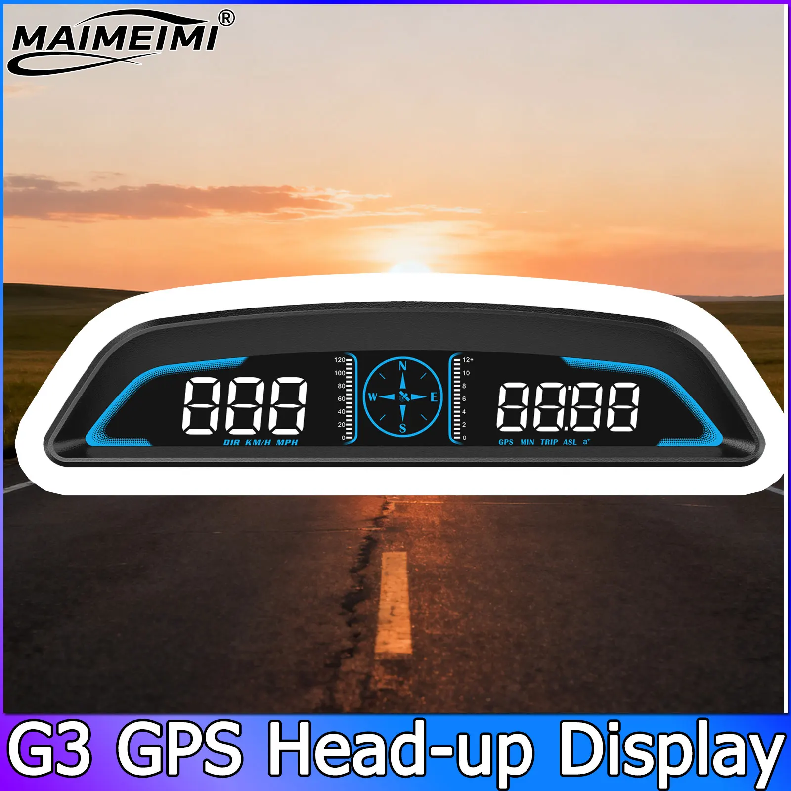 Head Up Display G3 GPS HUD Auto Speedometer Digital Alarm Reminder Meter For All Car 12V Electronics Accessories RPM Water Temp