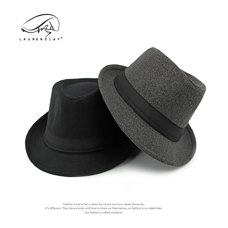 Chapéu de Fedora de lã britânico masculino, placa leve simples, pessoas de meia idade e idosos, outono e inverno, novo, atacado