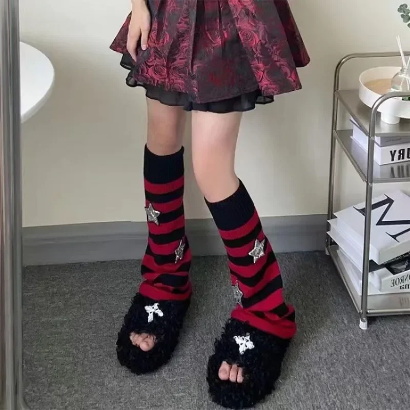 Jambières à rayures étoiles, sous-culture Fairycore, chaussettes Y2j Grunge adt, Harajuku Streetwear, couvre-pieds punk décontractés, automne et hiver