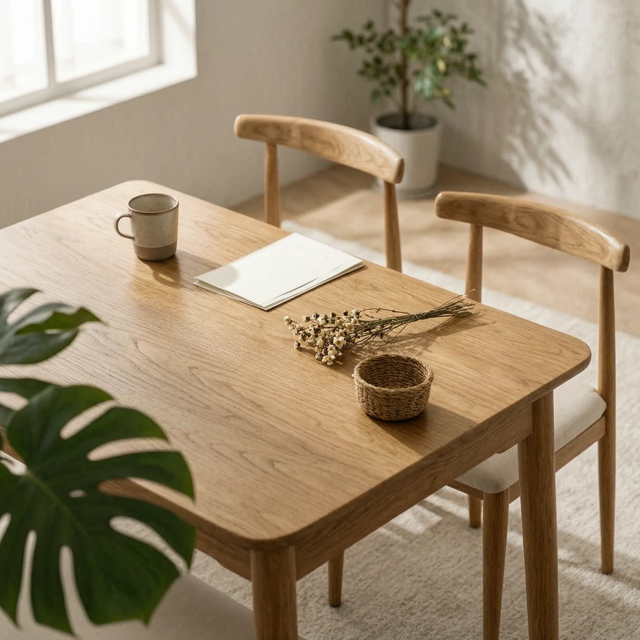 Long Rectangular Desk Rounded Corners Wood Writing Desk Long Study Table Wide Tabletop Sturdy