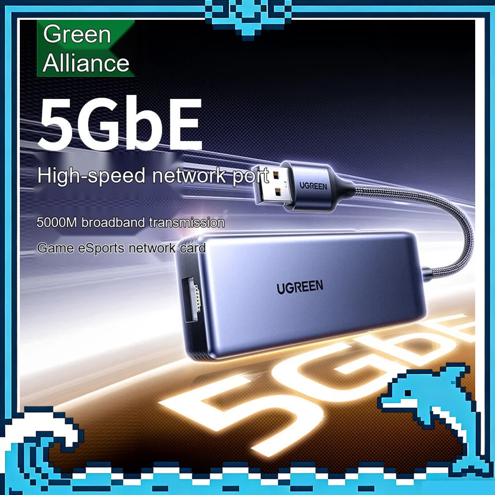 UGREEN 35920 CM848 USB to 5Gbps Ethernet Adapter 5G RJ45 Network Card 1000M 2500M 5000M for Laptop PC Desktop Server.