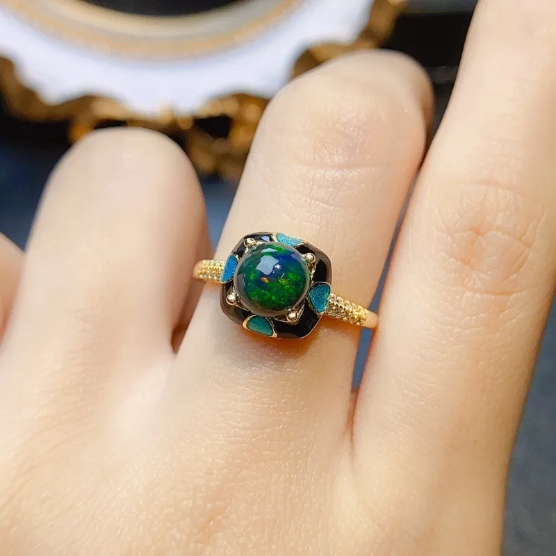 SACE GEMS Fashion 925 Sterling Silver 7*7mm Natual Opal Luxury Rings for Women Created Wedding Engagement Party Fine Jewelry