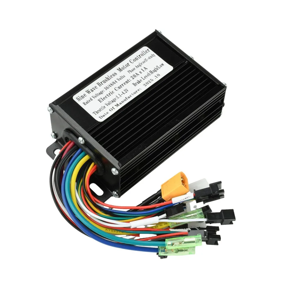 

DC36V/48V/64V 750W-1500W Brushless Motor Controller Electric Bike Black Aluminum Alloy Sine Wave DC Electric Motor Controller