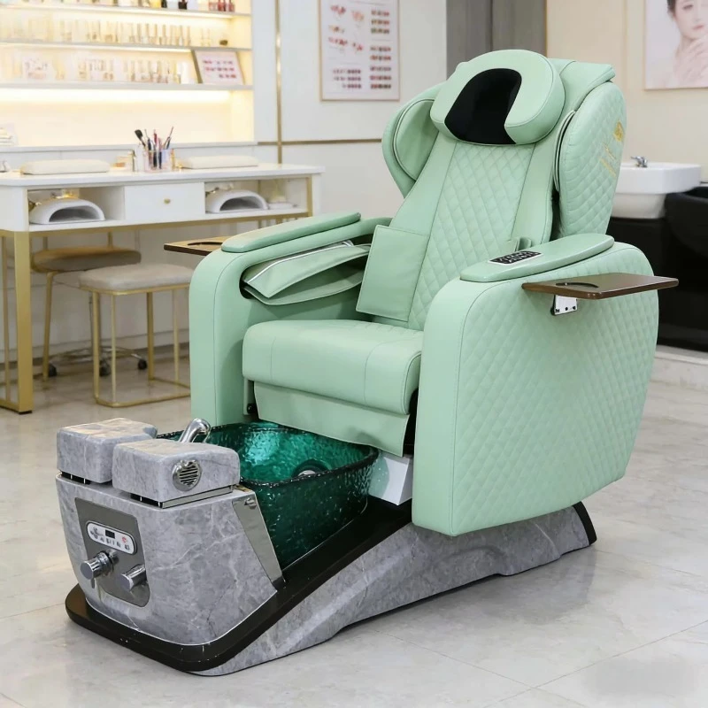 

Professional Luxury Knead Massage Foot Spa Chair Pedicure Chairs High Back Fiberglass Basin Pedicure Station with Led