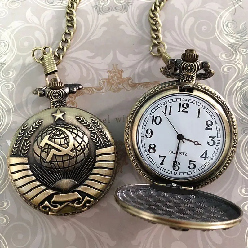 Emblem of a Political Party Commemorative Men's Pocket Watch Large Luminous Large Dial Flip Classic Chaining Watch Comrade in Ar