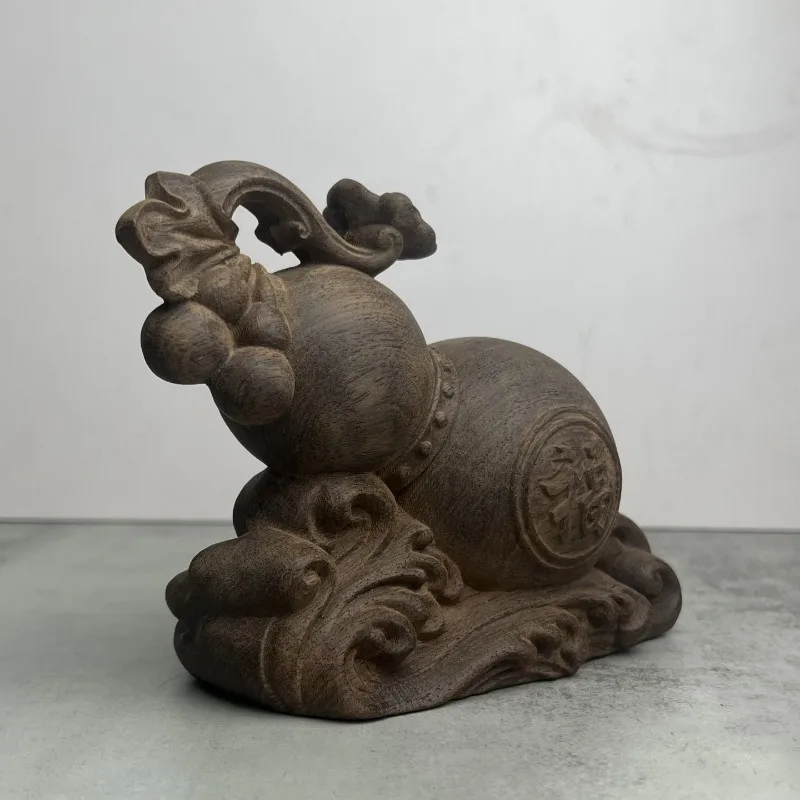 Hand-Carved Agarwood Gourd Statue - 7.09