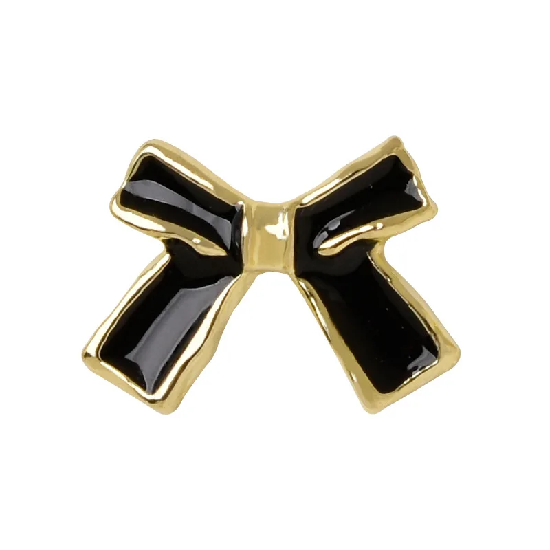 10Pcs Camellia Bow Alloy Nail Charms Japanese Style Black Metal Rhinestone Ornaments DIY Nail Art Manicure Decor Set view 5