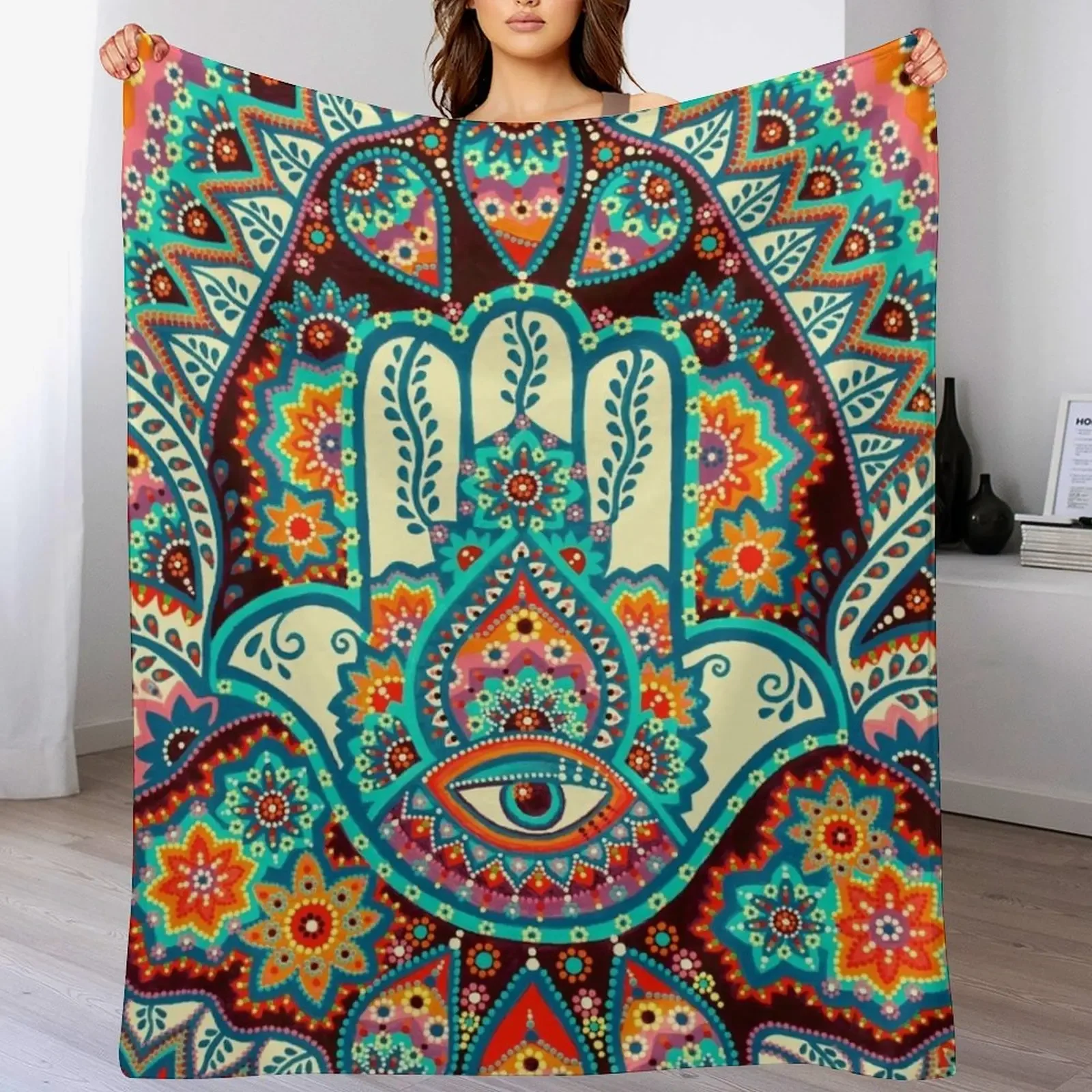 

Hamsa Hand Throw Blanket Decoratives for babies Single blankets and throws Blankets