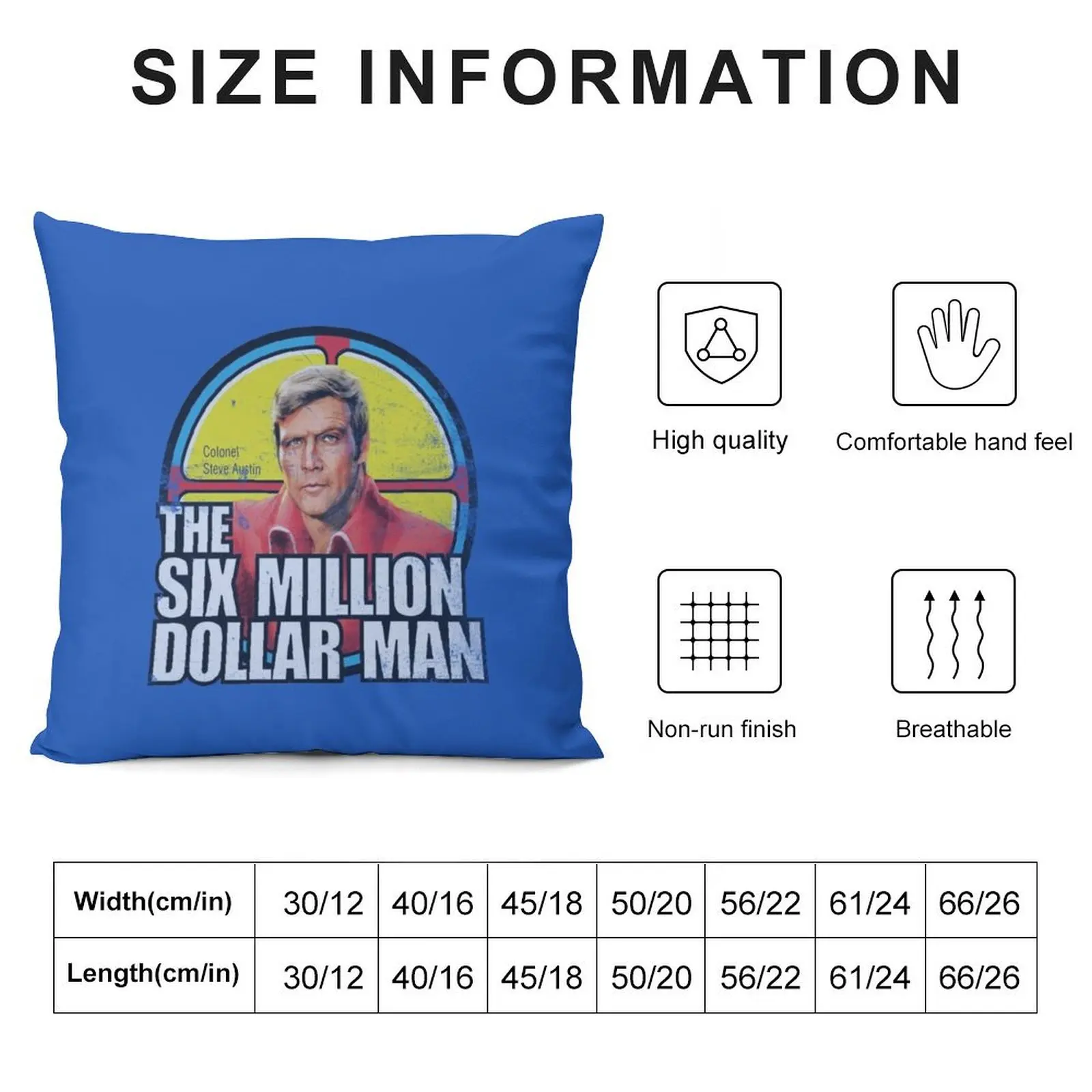 Six Million Dollar Man T-ShirtVintage Retro Six Million Dollar Man T-Shirt_by Bigfinz_ Throw Pillow autumn decoration pillow