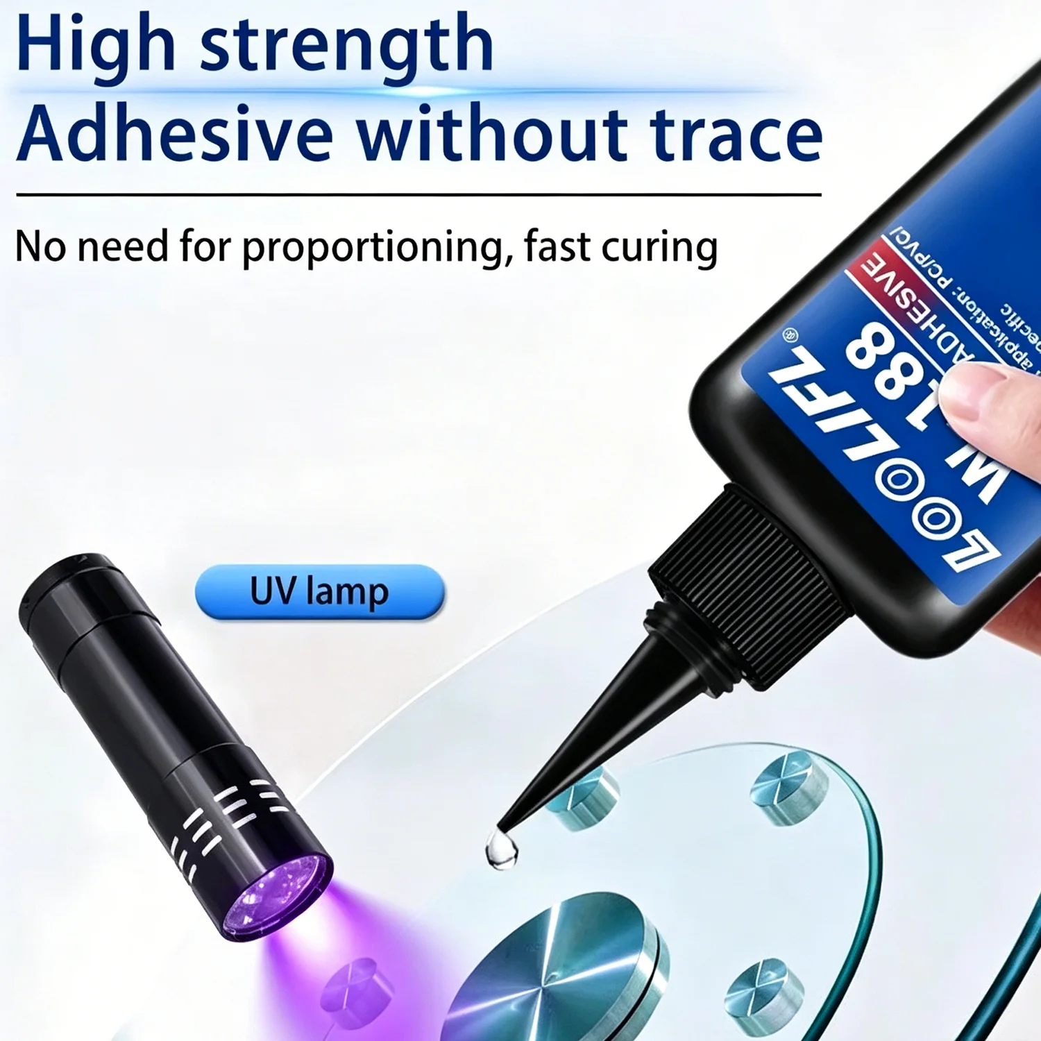 LOOLIFL W-188 Highly Transparent UV Glue Waterproof Clear Fa