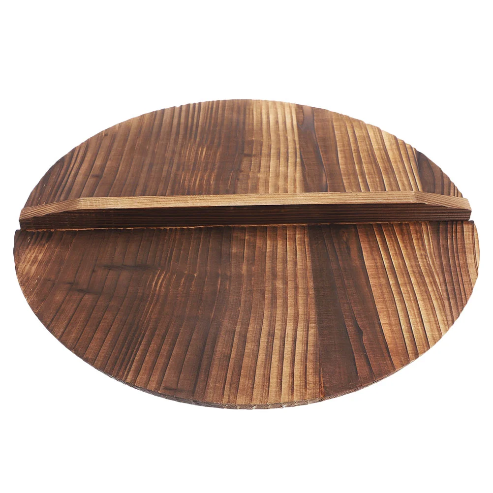 Wooden Wok Lid Anti Overflow Pot Cover Wok Cover Cookware Parts Kitchen Wok Lid Protective Lid Wooden Pot Lid Thick Cover