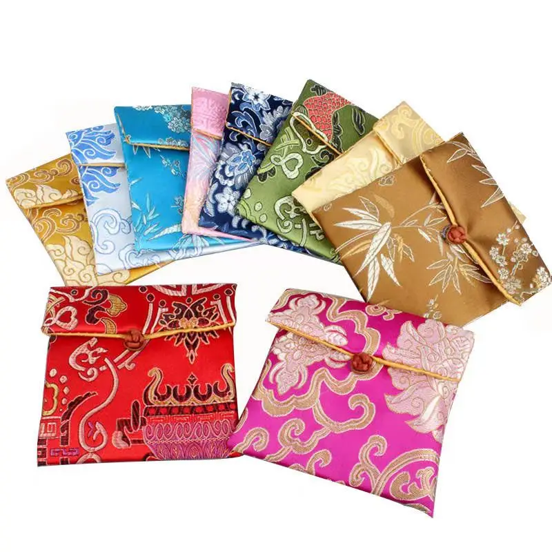 50pcs Customized Jewelry Packaging Bags Small Silk Brocade Pouches Wholesale Chinese knot Women Coin Purses