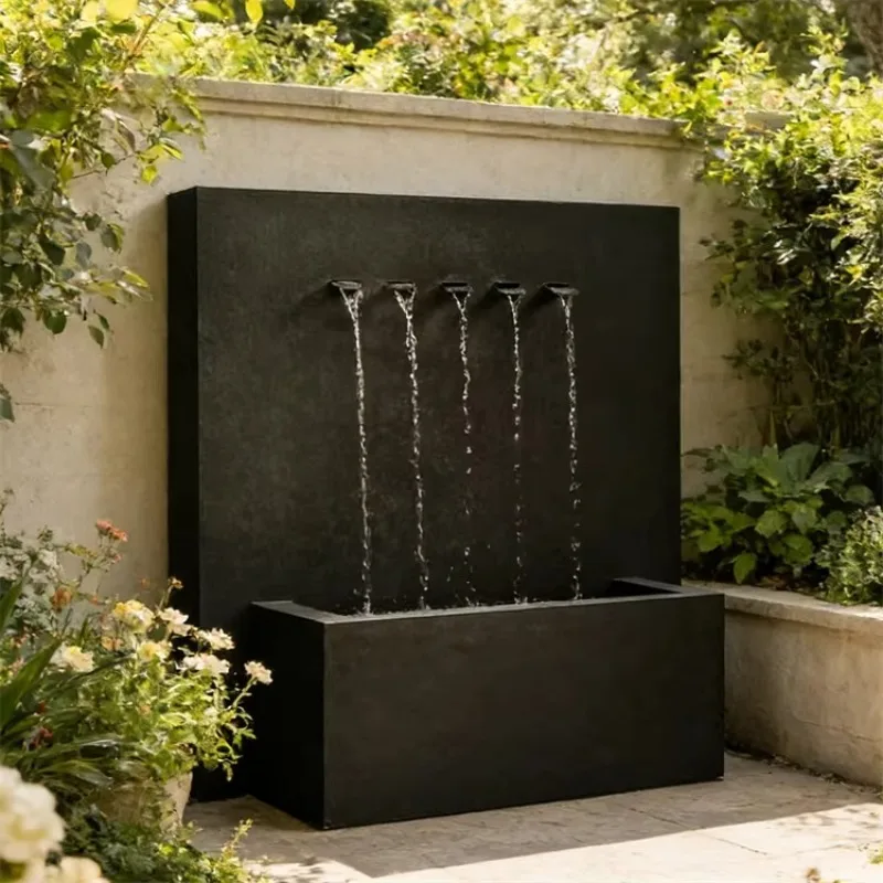 European Style Vertical Aluminum Water Curtain Wall Fountain Front Yard Outdoor Garden Landscape Metal Craft Furnishing